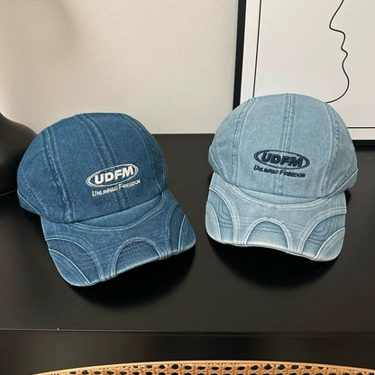 American-style Vintage Water-washed Texture Baseball Cap With Three-dimensional Letters And Curved Brim Baseball Cap For Casual Wear, Versatile And Adjustable, Trendy