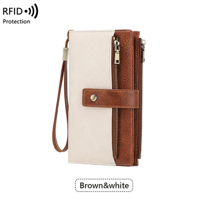 Anti-magnetic Womens Multi-Card Trifold Long Fashion Wallet