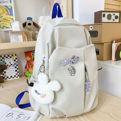 New Girls' Simple Solid Color Backpack