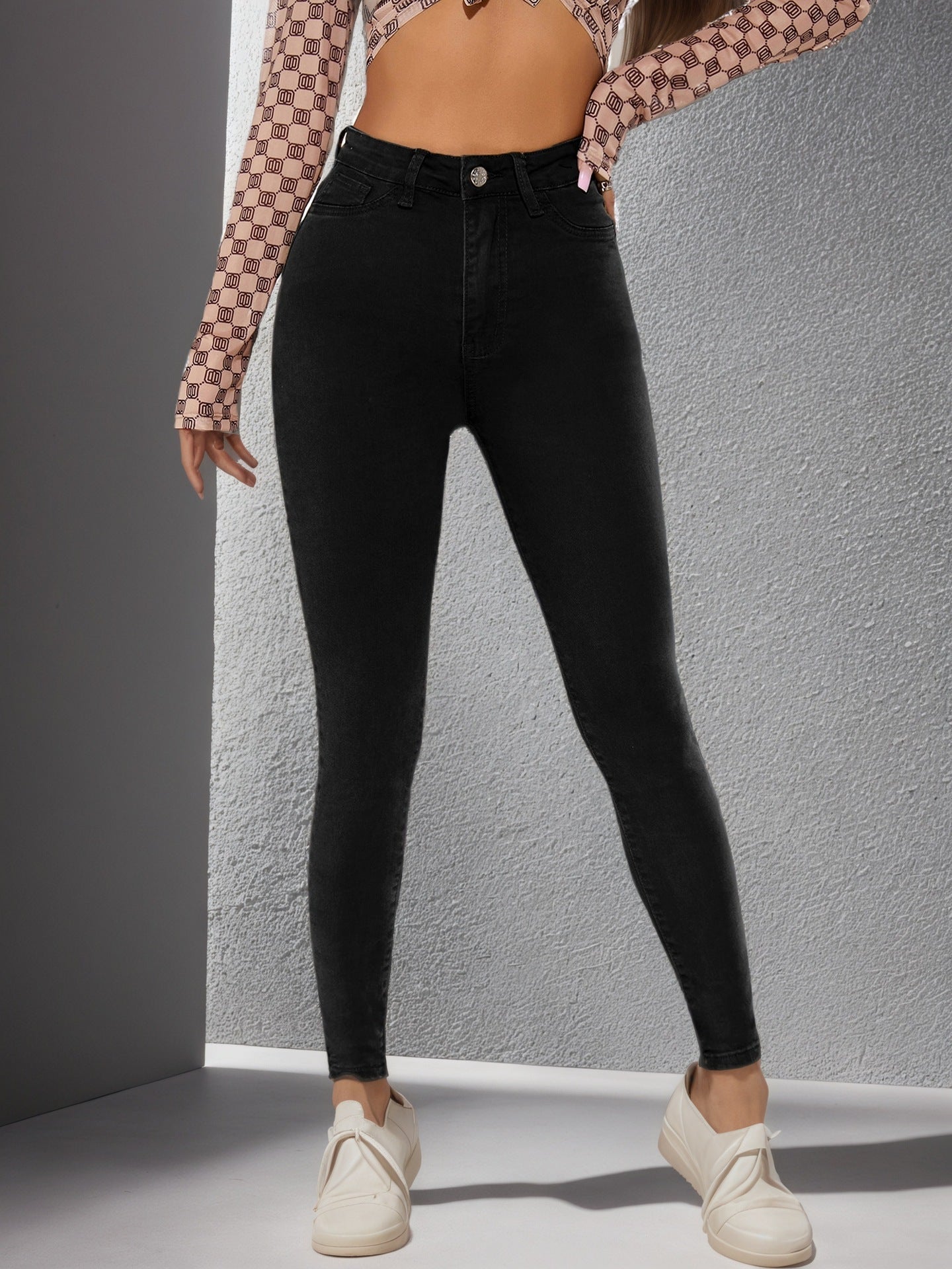 Stretchy Slim-fit Skinny Jeans High-waisted With Tummy-control Design