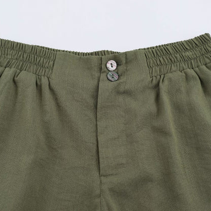 Casual Shorts With A Curled Hem Western Style