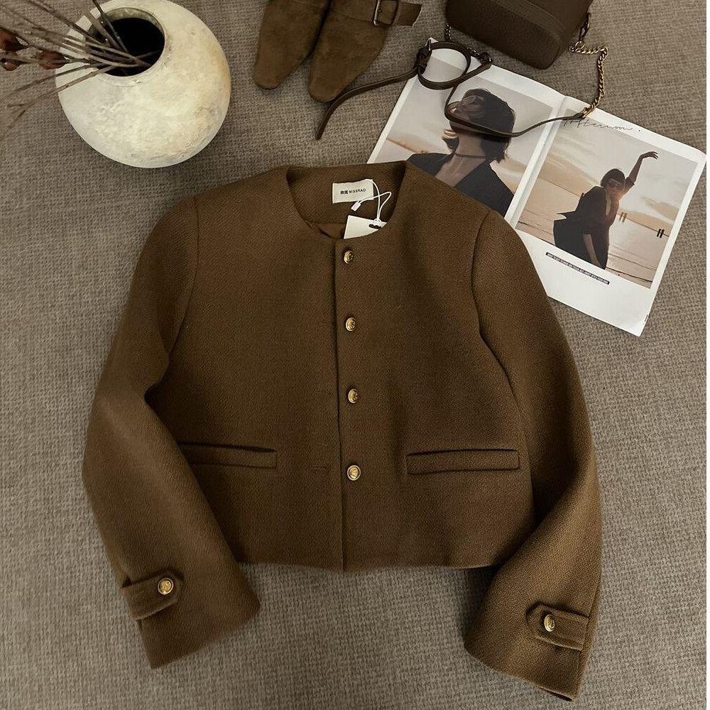 Spring And Autumn Jacket With A Round Neck Chic Korean-style Top Easy To Match