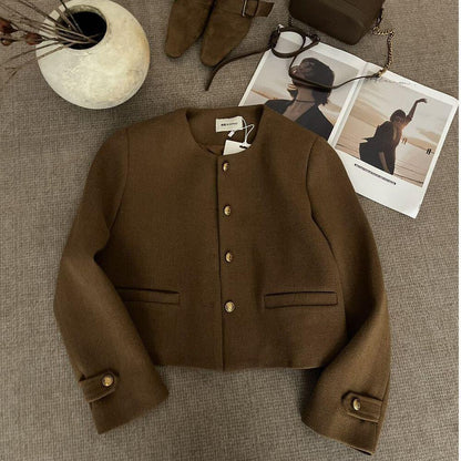 Spring And Autumn Jacket With A Round Neck Chic Korean-style Top Easy To Match