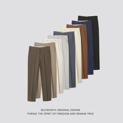 Mens Straight-leg Casual Pants Slim-fit Mature Style