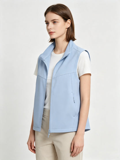 Men Women Couples Softshell Vest Stand Collar Zip Up Outdoor Sleeveless Jacket Windproof Water Resistant Fleece Lined Functional Gilet For Fall Winter Casual Hiking Travel