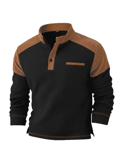 Mens Casual Corduroy Hoodie With A Stand-up Collar And Long Sleeves