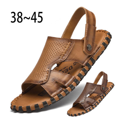 Leather Casual Outdoor Beach Thick-soled Slippers