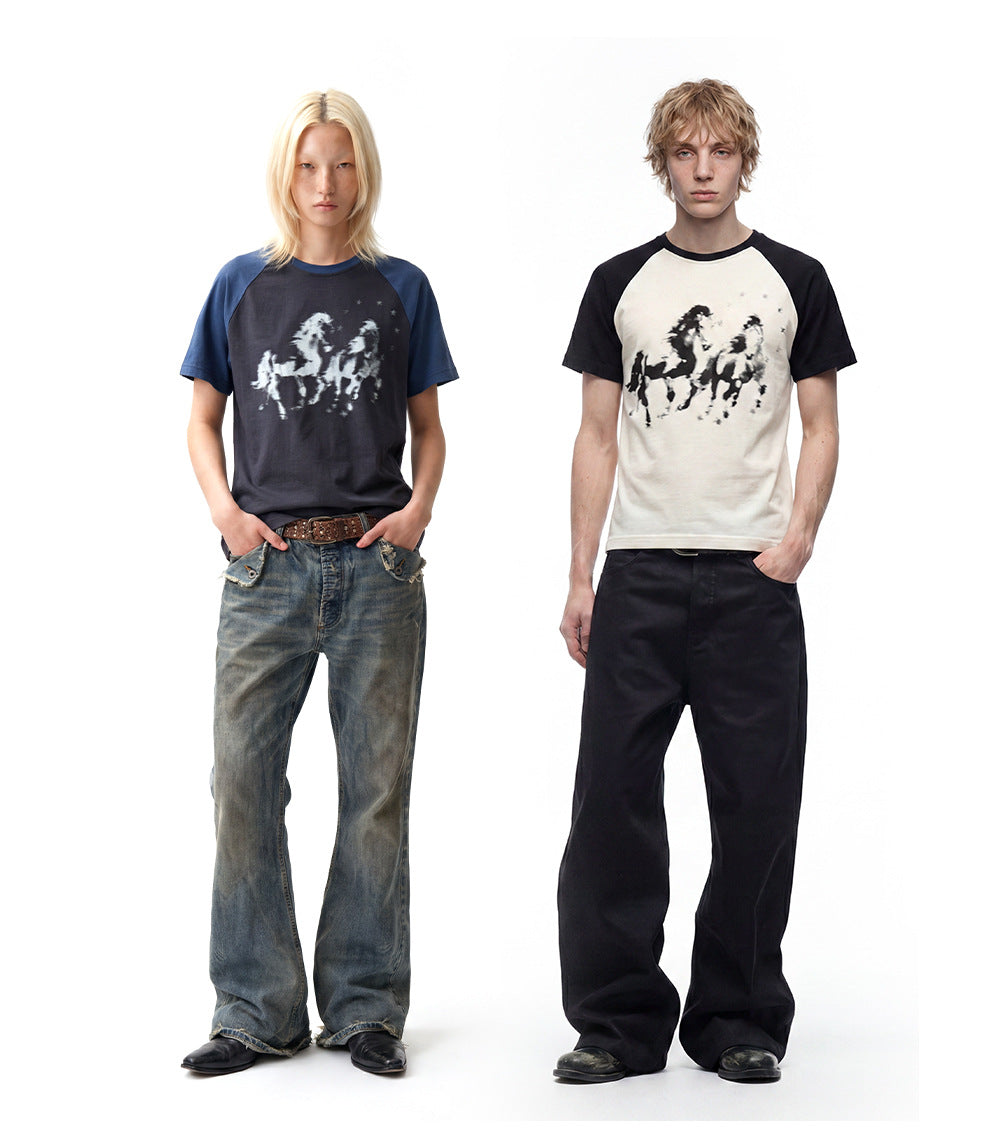 Distressed Washed Denim Jeans For Men And Women