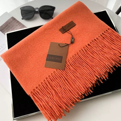 Womens Thickened Fashionable Solid-Color Tassel Scarf