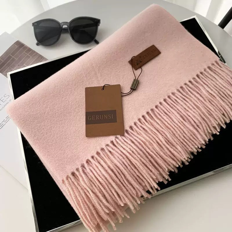 Womens Thickened Fashionable Solid-Color Tassel Scarf