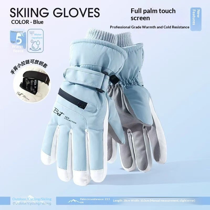 Womens Fleece-Lined Cold-Weather Five-Finger Cycling Gloves