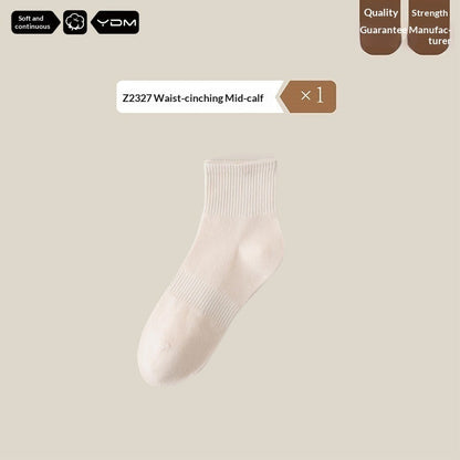 Mid-calf Solid-color Ankle Socks For Spring And Autumn Summer Style