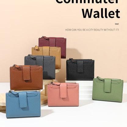 Functional Coin Purse With A Ring-bound Leather Wallet For Women