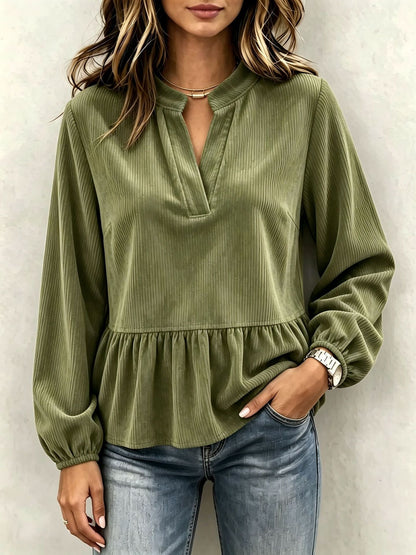 Casual Chic Corduroy Long-sleeve Top