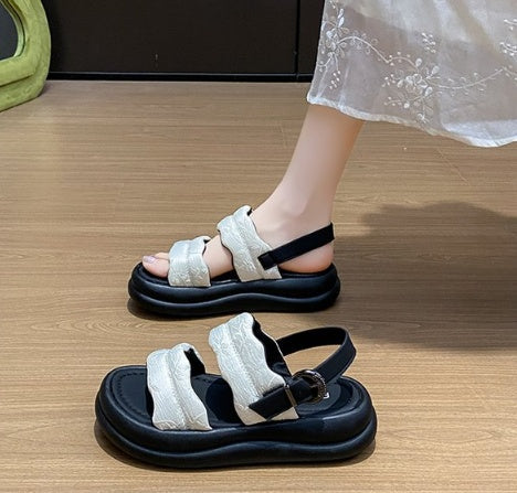 Women's Summer Fashion One Strap Platform Sandals Versatile Open Toe Casual Platform Beach Sandals For Dresses