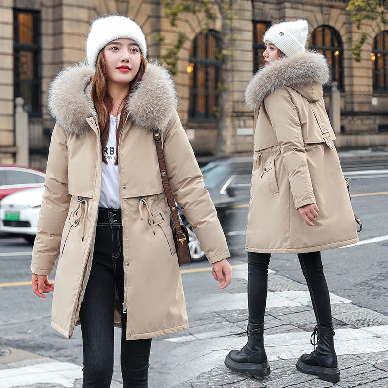 Womens Mid-length Padded Winter Parka Coat