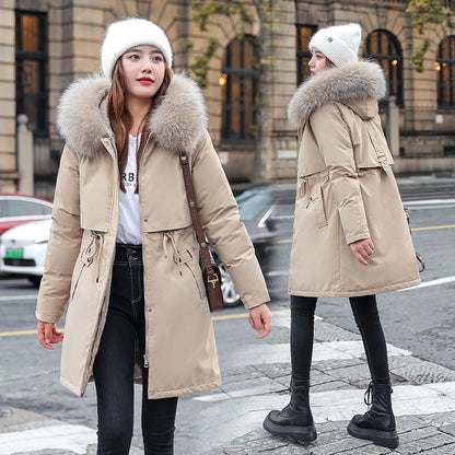 Womens Mid-length Padded Winter Parka Coat