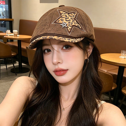American Retro Leopard Print Polka Dot Star Patchwork Baseball Cap - Trendy, Fashionable, Stylish, And Unique Chick Style Cowboy Hat