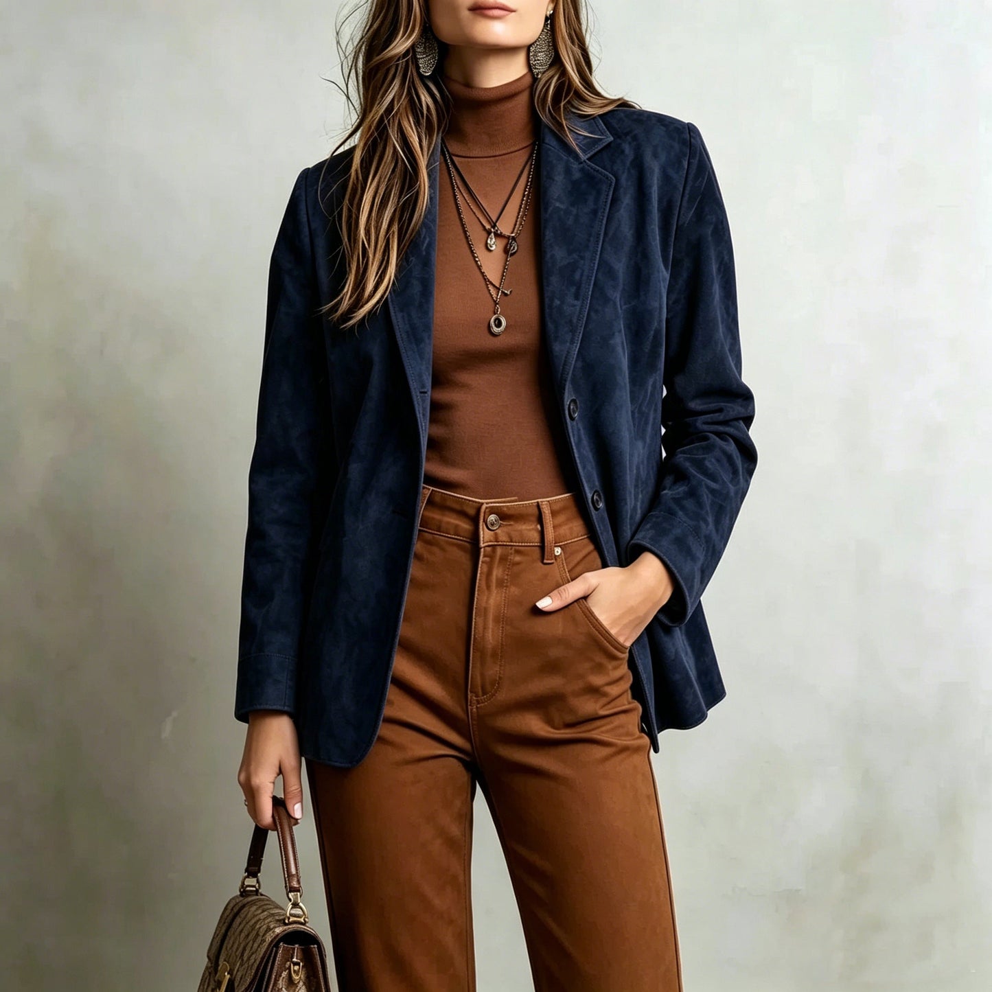 Womens Elegant Vintage Suede Velvet Jacket