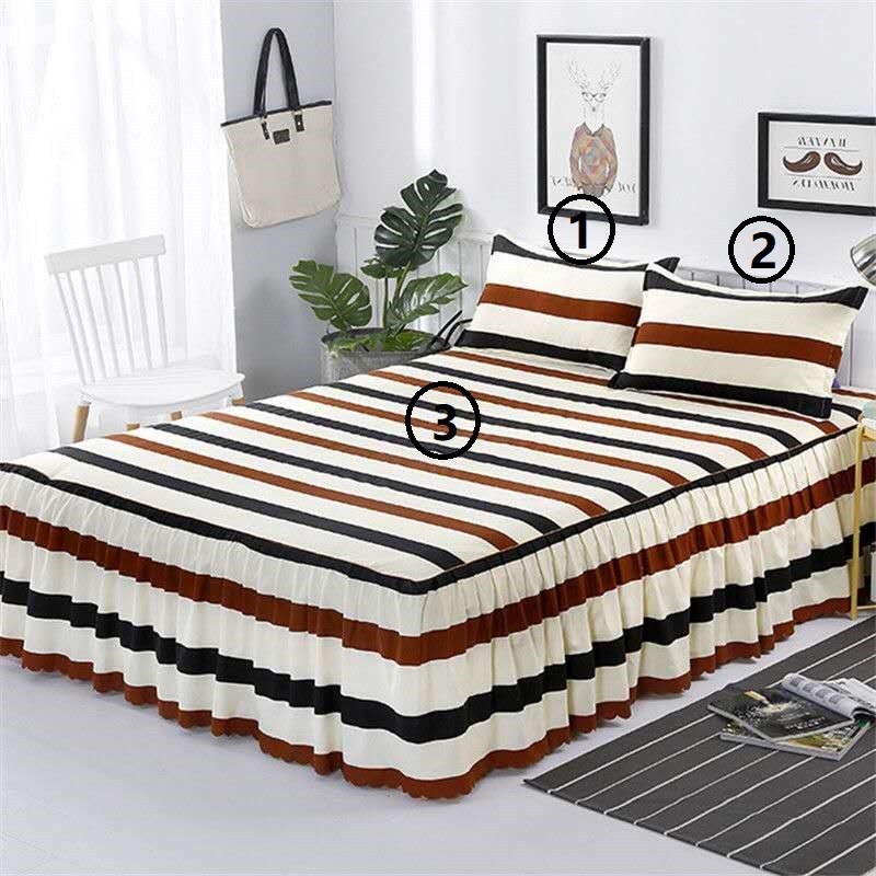 Woolly Bed Skirt Pillowcase Bedding Set