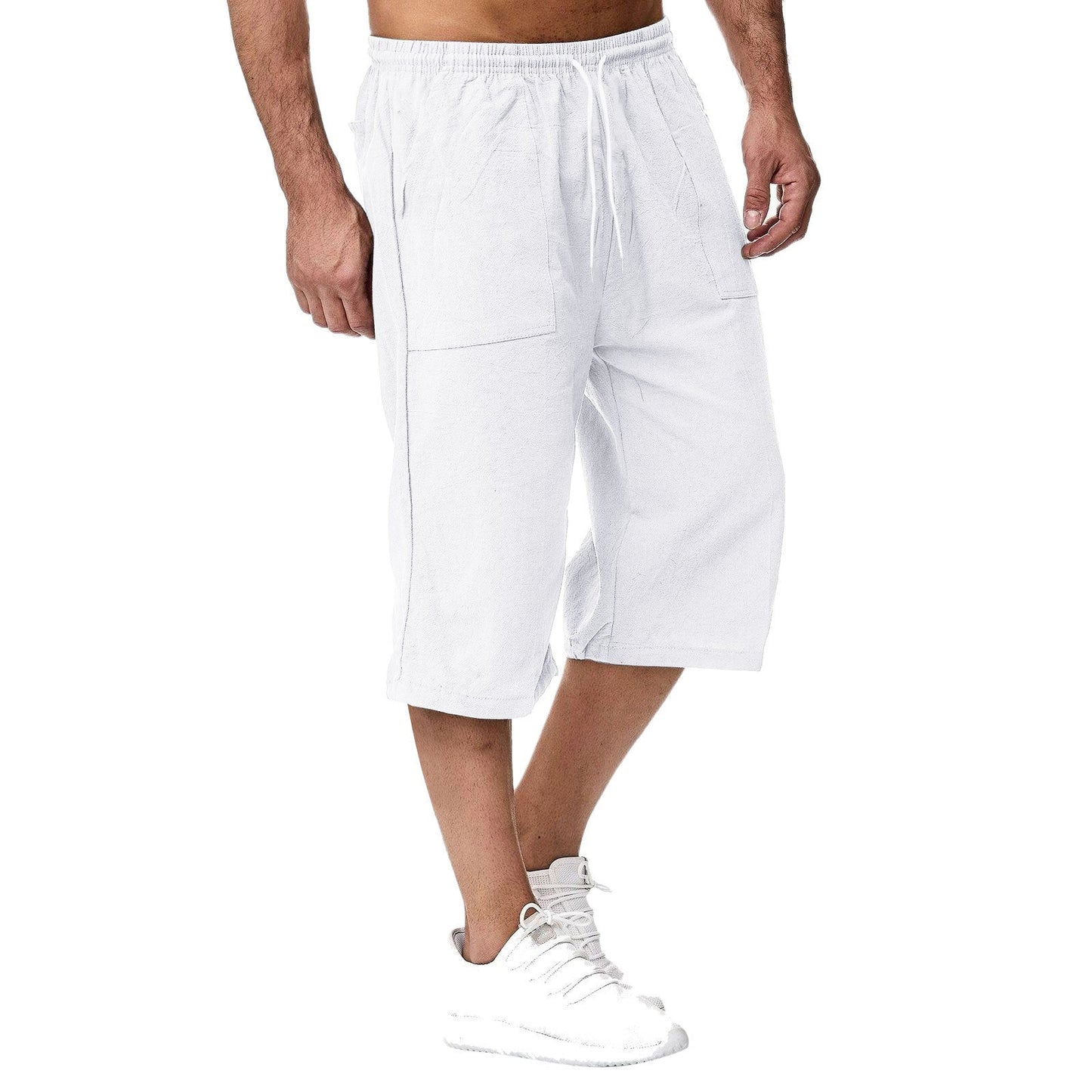 Amazon Europe And America 2026 Cross-Border Men's Casual Cotton-Linen Sports Pants Summer Cotton-Linen Cropped Casual Pants Men