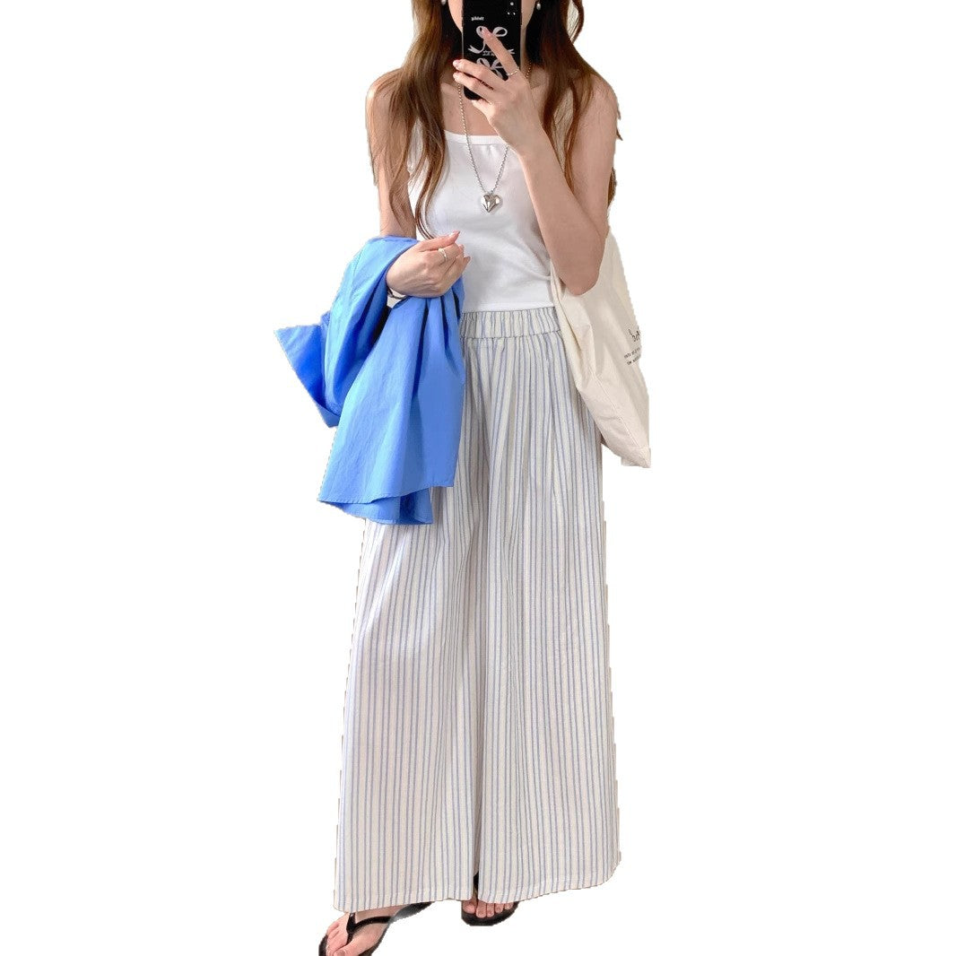 Versatile Striped Wide-leg Pants For Women