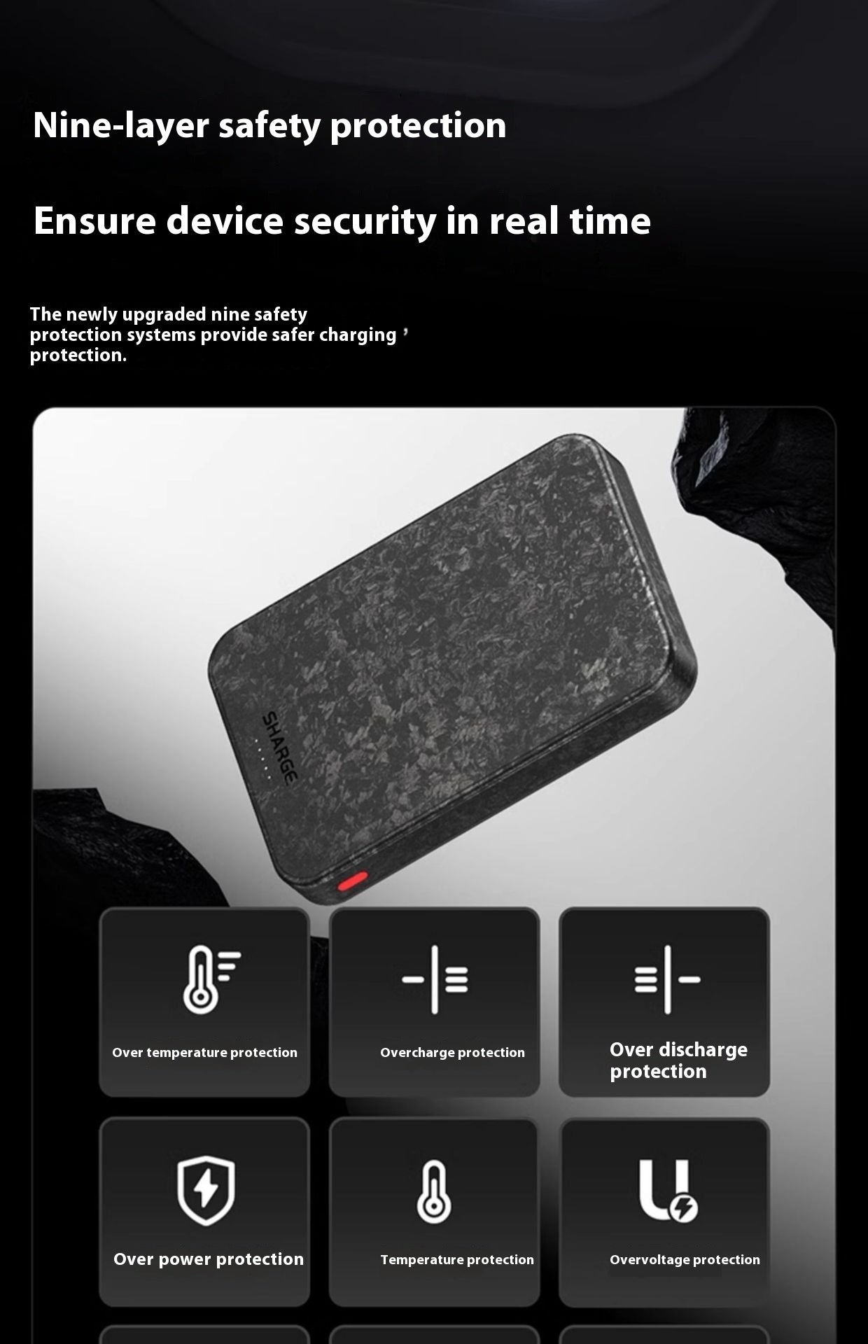 15W Magnetic Power Bank Wireless Carbon Fiber Magsafe Mobile Power Supply