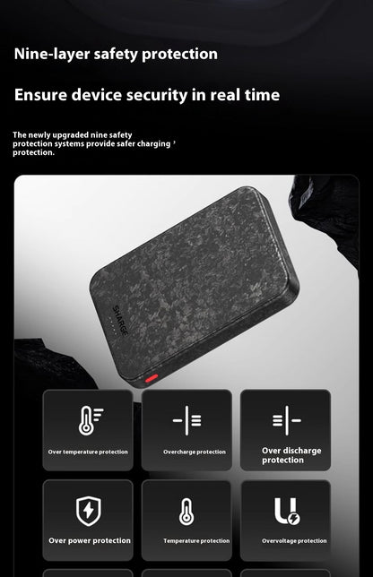 15W Magnetic Power Bank Wireless Carbon Fiber Magsafe Mobile Power Supply