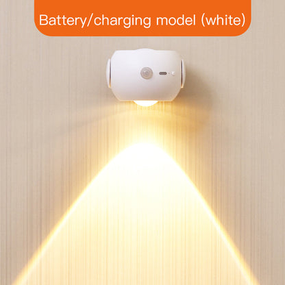 Adjustable Angle Human Sensing Light, Wireless Sunset Light, Indoor Spotlight, Corridor, Living Room Wall Light, Rechargeable And Installed Dry Battery