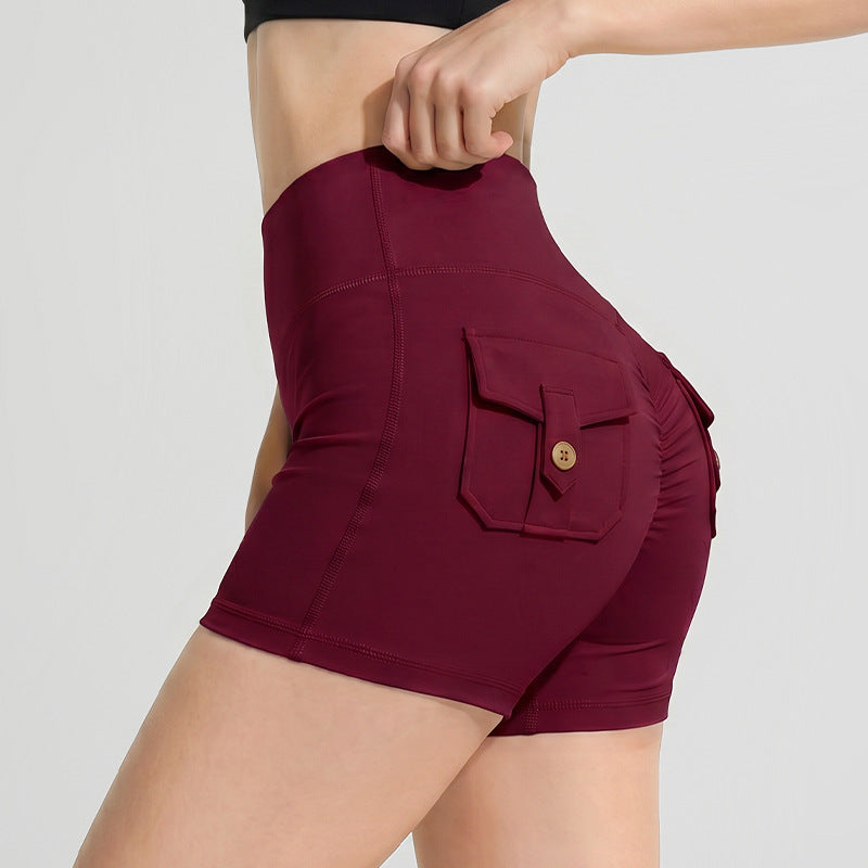 High-Elastic Yoga Shorts, Three-Quarter Length, Peach Butt-Enhancing, Quick-Dry, Workwear-Style, Gym Shorts For Women, Running Sports Shorts, Anti-Exposure