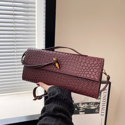 Womens Woven Soft Leather Shoulder Crossbody Bag