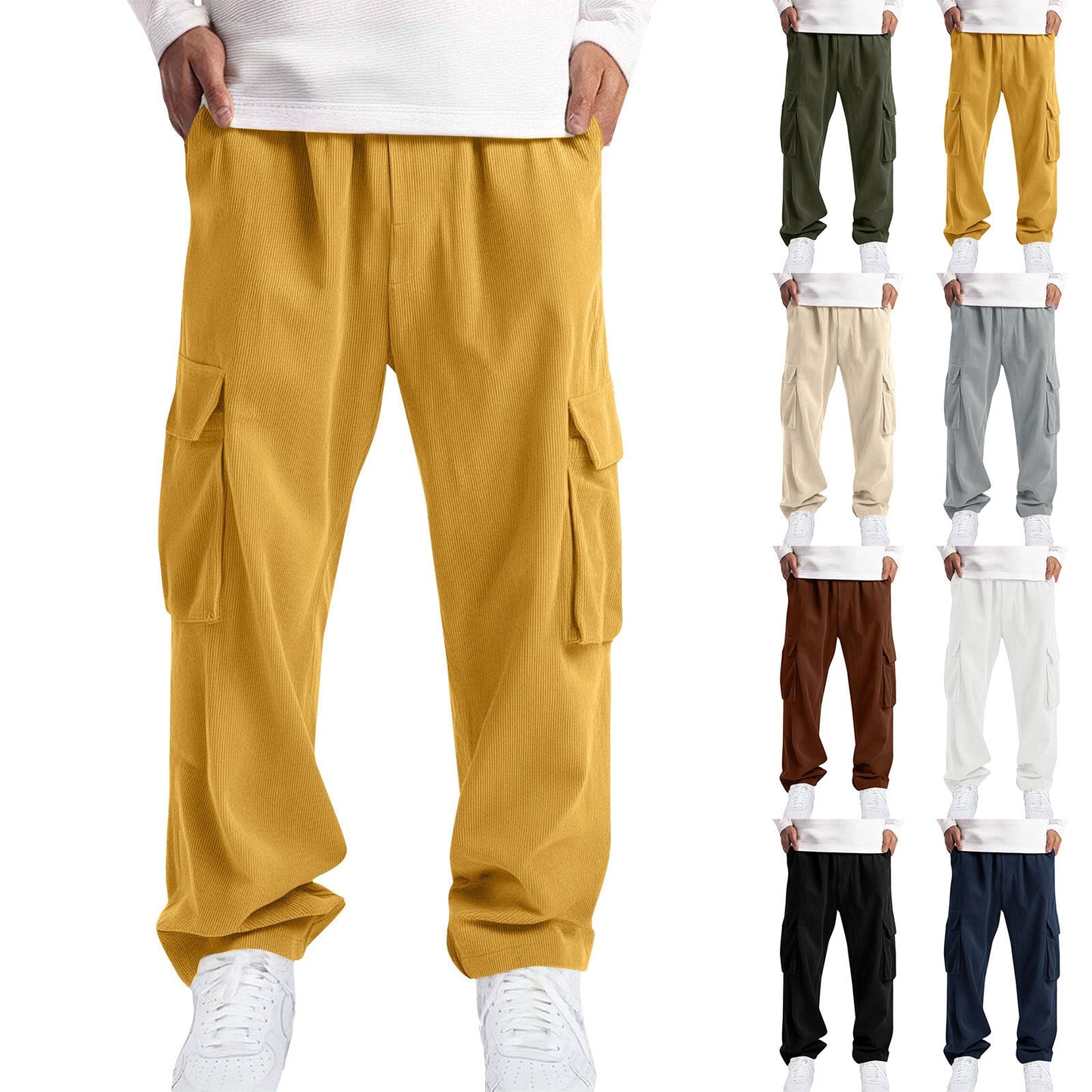 Mens Casual Sporty Corduroy Jogger Work Pants