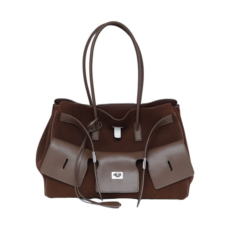 Large-Capacity Neutral-Style Tote Wing Genuine Leather Motorcycle Shoulder Bag