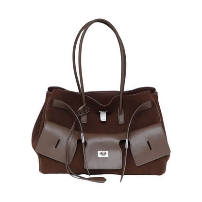 Large-Capacity Neutral-Style Tote Wing Genuine Leather Motorcycle Shoulder Bag