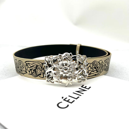 Punk-style Personalized Vintage Embossed Hollow-out Womens Belt