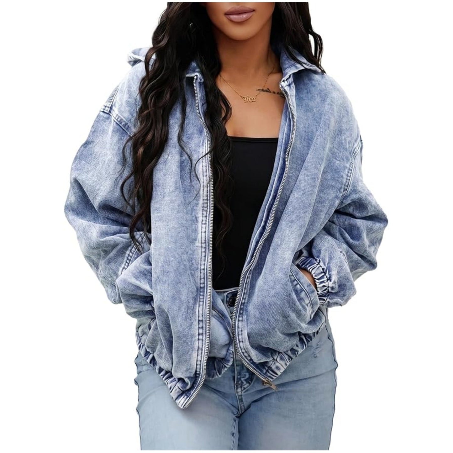 Womens Vintage Washed Denim Jacket