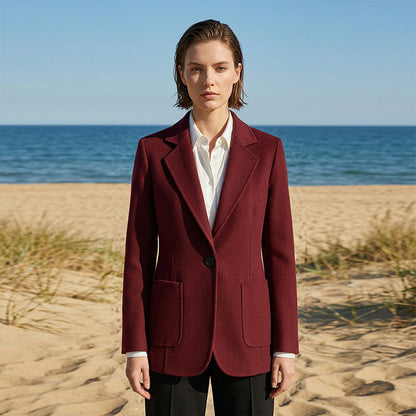 Double-breasted Wool Suit Coat For Women