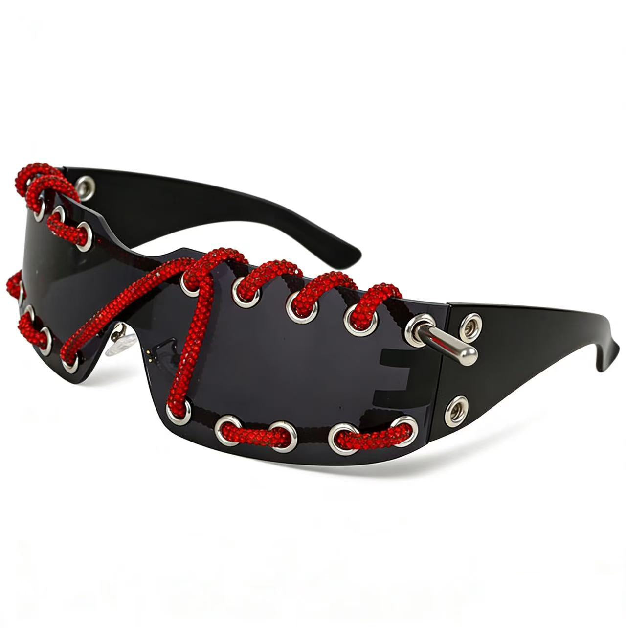 Sunglasses With Metal Ring Rivets Retro-futuristic Party Shades