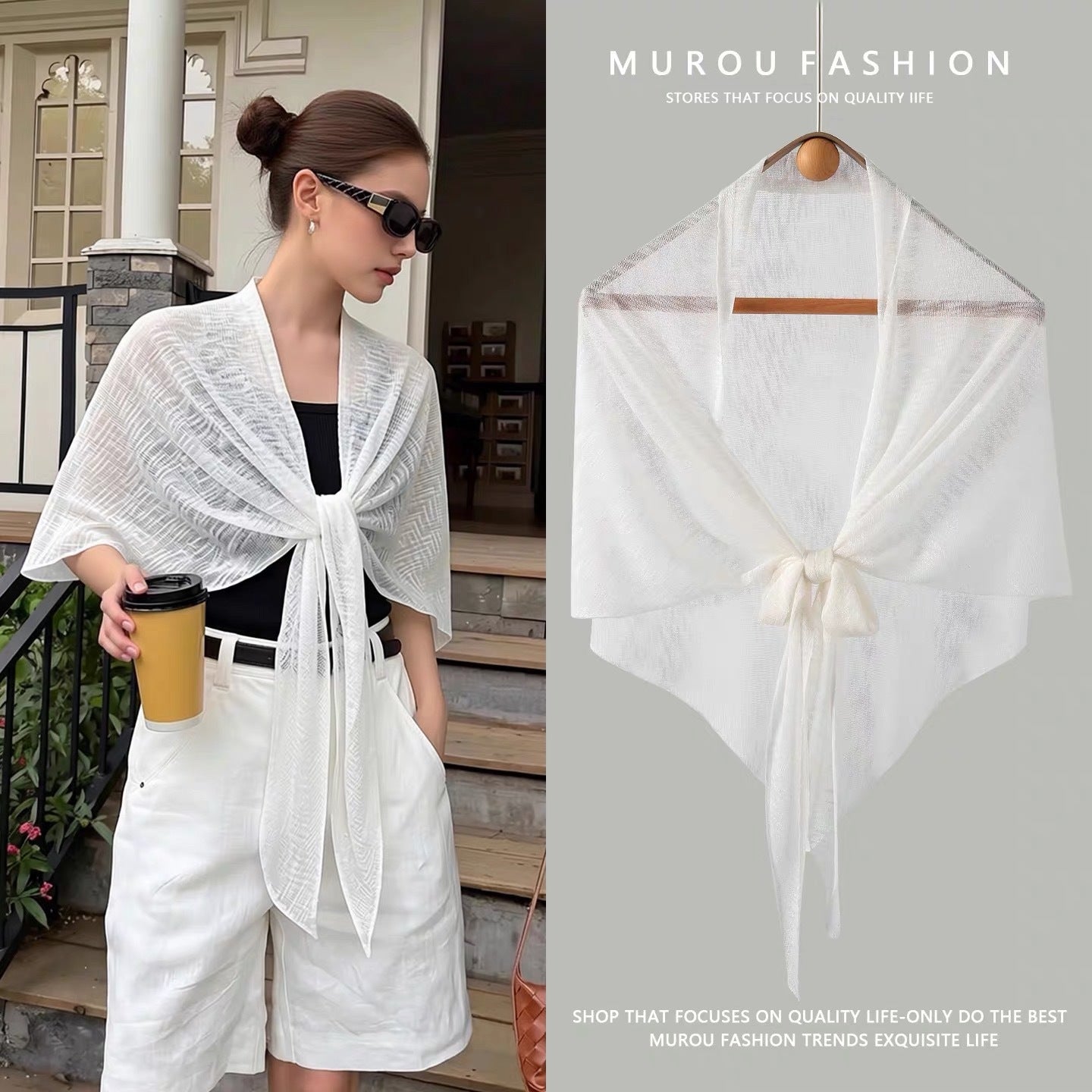 Summer Sun-Protective Knitted Scarf Cheongsam Shawl