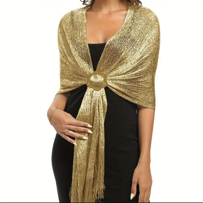 Gold And Silver Thread Flat Towel For Seaside Beach Outings