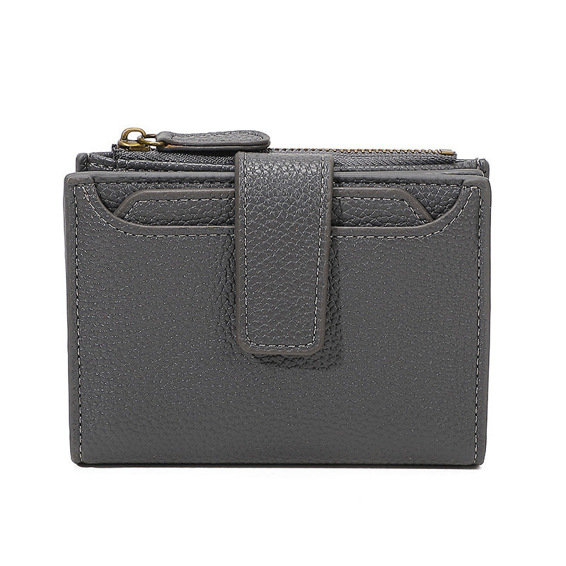 Functional Coin Purse With A Ring-bound Leather Wallet For Women