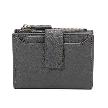 Functional Coin Purse With A Ring-bound Leather Wallet For Women