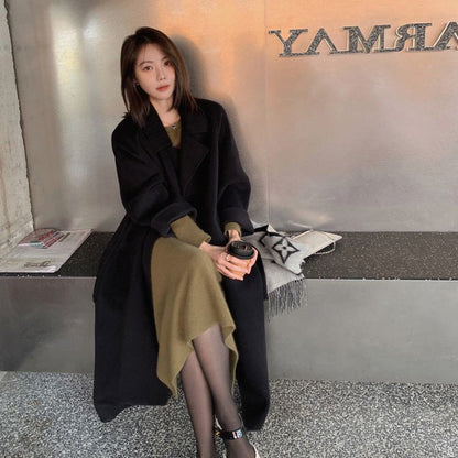 Double-faced Wool Coat A Versatile Mid-length Womens Overcoat For Fall And Winter Perfect For Petite Figures