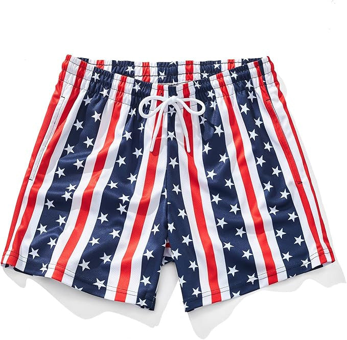 Casual Mens Wide-leg Printed Pinhole Shorts