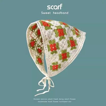Hand-Knitted Triangular Headcloth Sweet Style