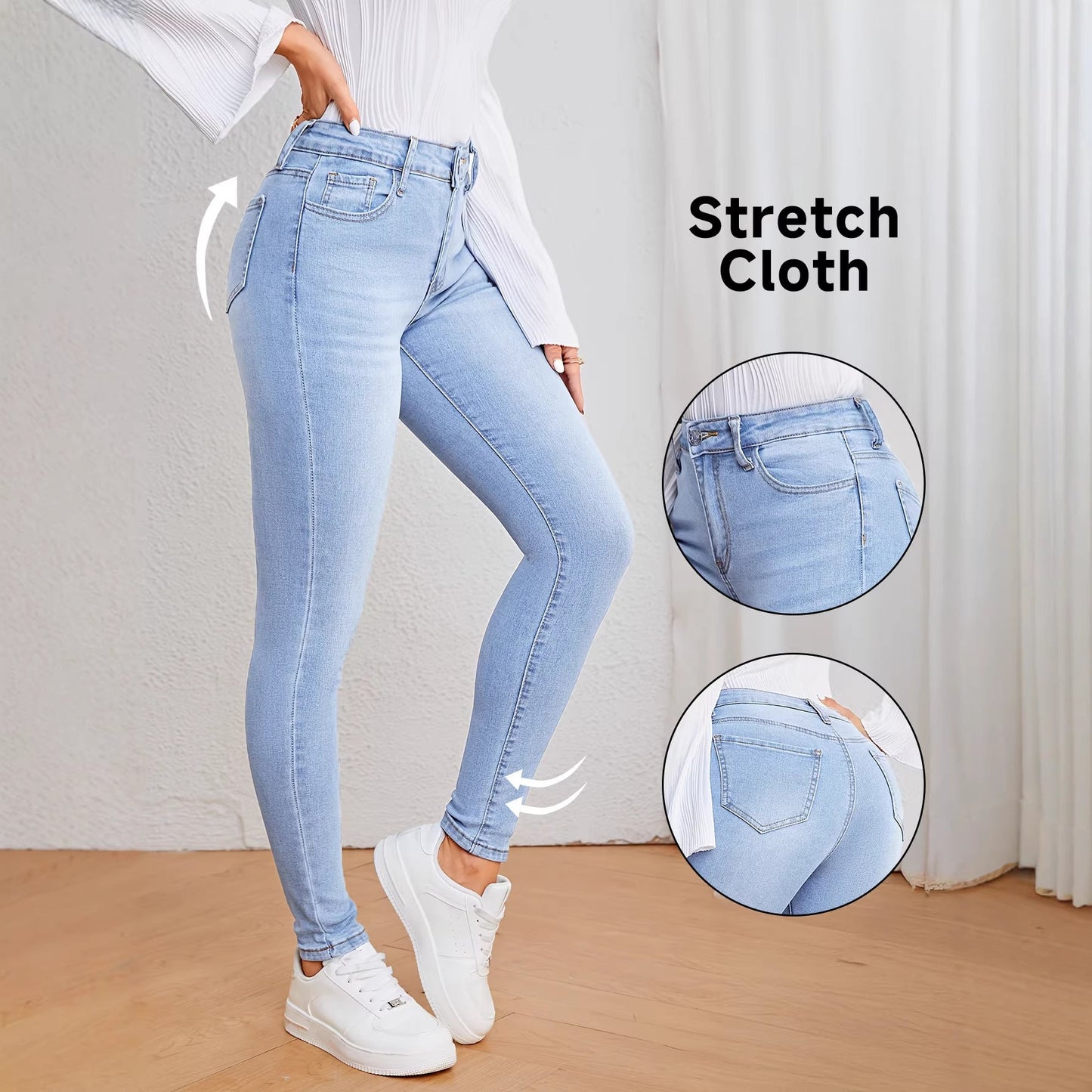 Fashionable Womens Stretchy Slim-Fit Denim Bootcut Pants