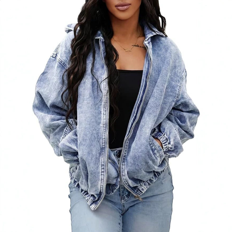 Womens Vintage Washed Denim Jacket