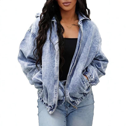 Womens Vintage Washed Denim Jacket