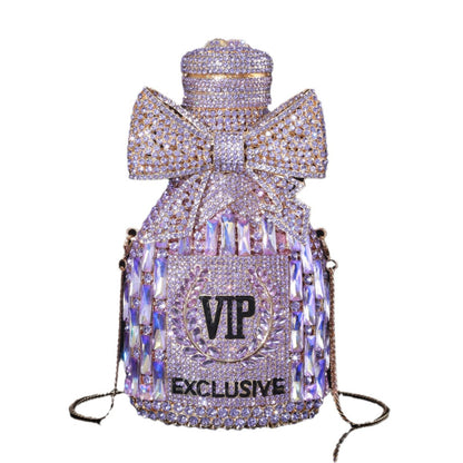 High-end Luxurious Heavy-Embroidered Shiny Champagne Bottle Rhinestone Evening Bag