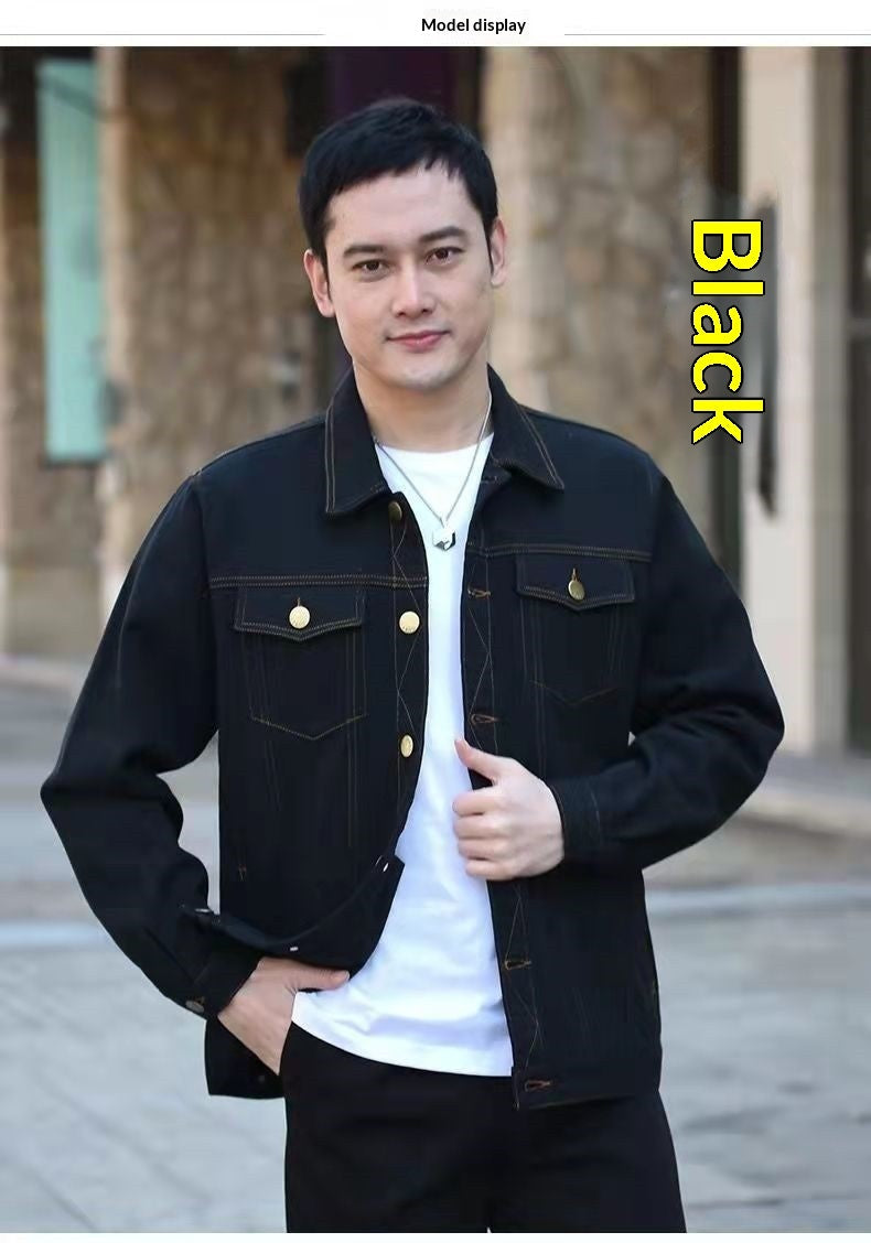 Mens Relaxed-fit Denim Jacket Casual Workwear Style